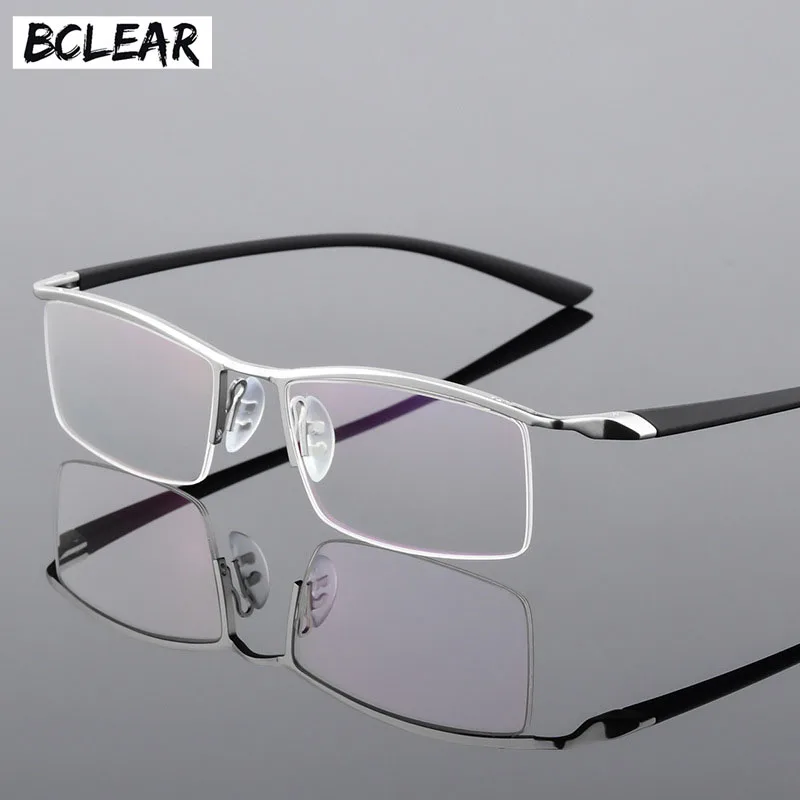 BCLEAR Browline Half Rim Metal Glasses Frame for Men Eyeglasses Fashion Cool Optical Eyewear Man Spectacles Prescription Frame