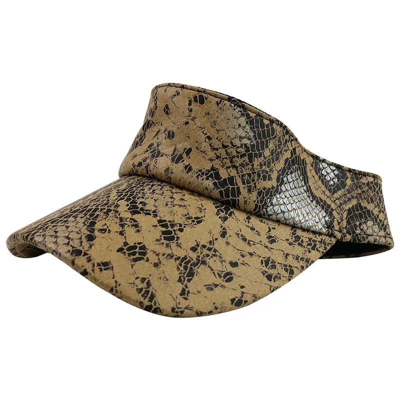 Novelty PU Visor Hats Vintage Snake Skin Pattern Sun Visor Cap for Men Women Streetwear