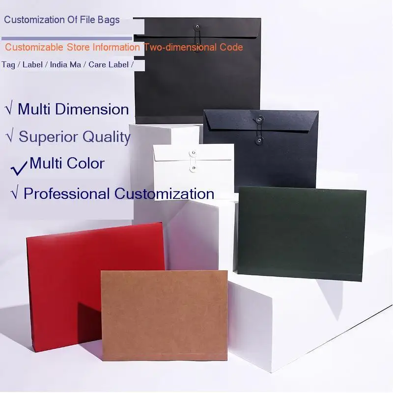 20pcs A4 A5 Kraft Paper Envelope File Organizer Document Bag 200G/250G garment storage bags Multiple sizes 2 hole punch folders