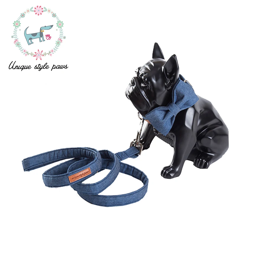 Dog Collar Perro and Leash Set with Bow Tie Cowboy Pet Adjustable Fashion for Dog and Cat