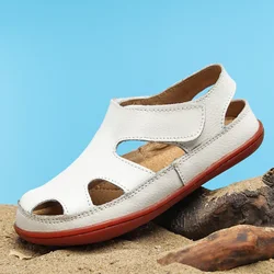 Mudipanda Lederen sandalen voor Jongens Meisjes Sandaal Voor Baby Schoenen Antislip Kinderen Sandalen CAVIA Merk Zwart blauw