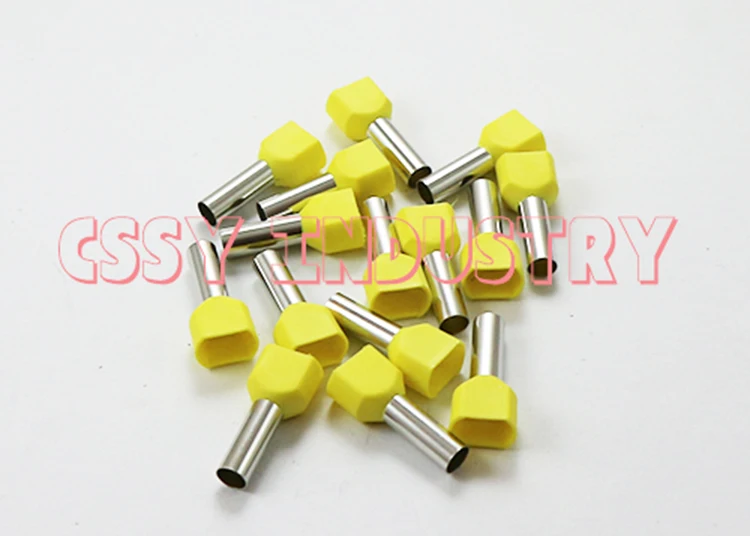 100pcs/lot TE2513 2X2.5mm2 Bootlace cooper Ferrules kit set Wire Copper Crimp Connector Insulated Cord Twin Pin End Terminal