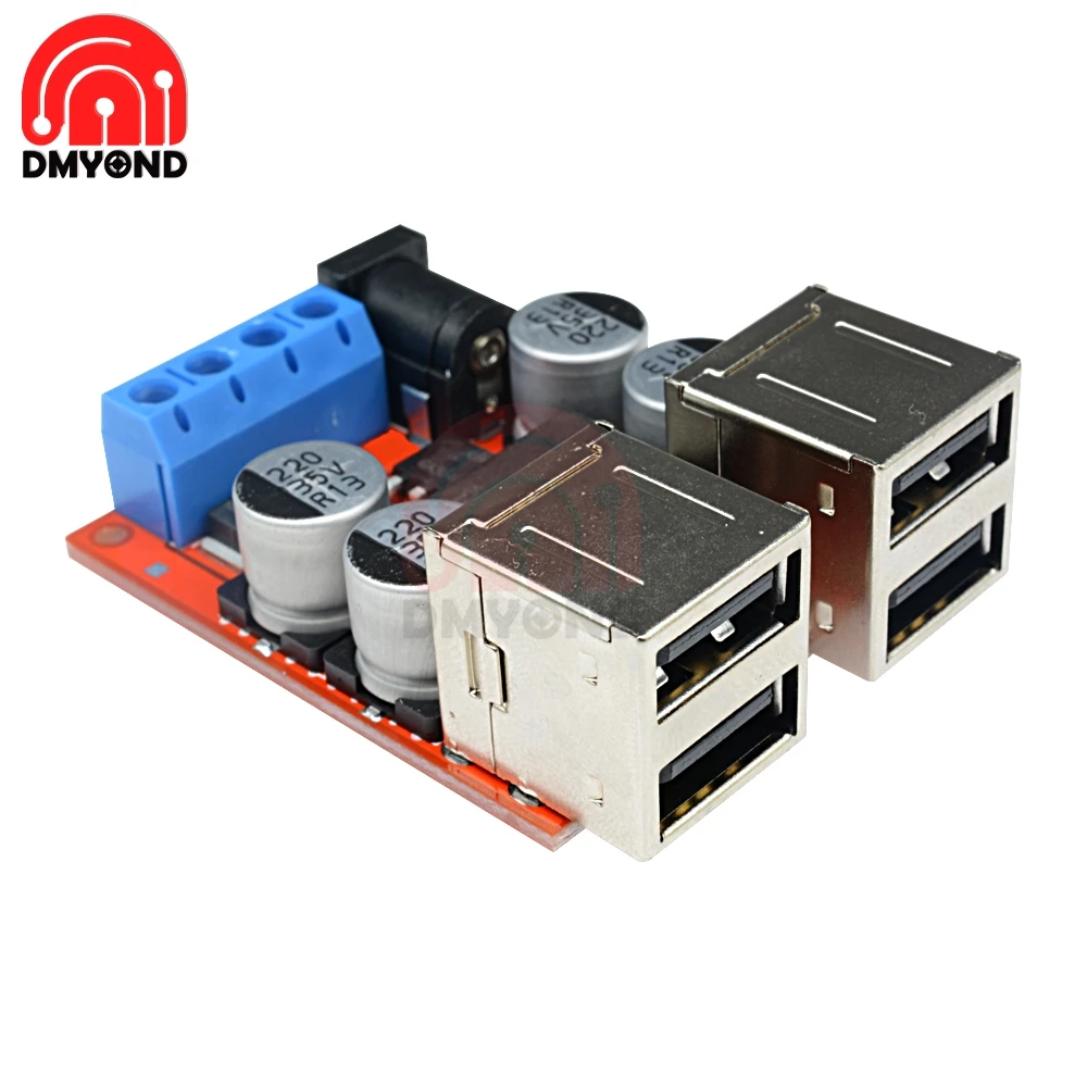 DC-DC Auto Charging Board Car Power Supply 8V-35V 5V 8A Step Down Buck Converter Module 4 Port USB Output Mobile Charger