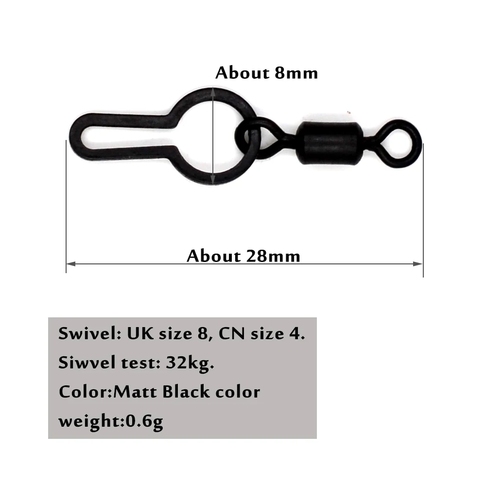 Mnft-pva clipe giratório saco para pesca da carpa, 12pcs, giratória, com extremidade de malha, terminal