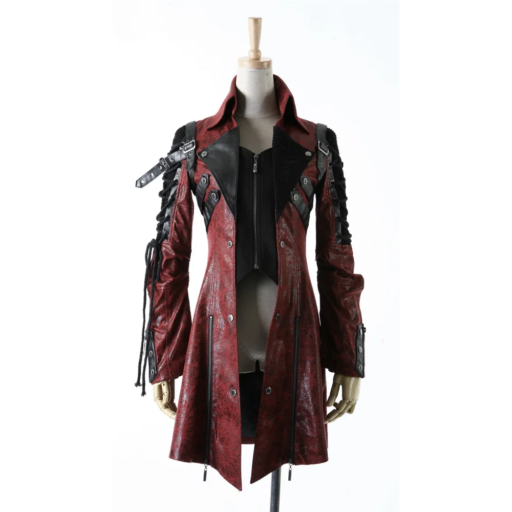 Punk Rave Gothic Man-made Leather Rock studded Cotton Jacket Coat Streampunk HoodieLot S-3XL Y349