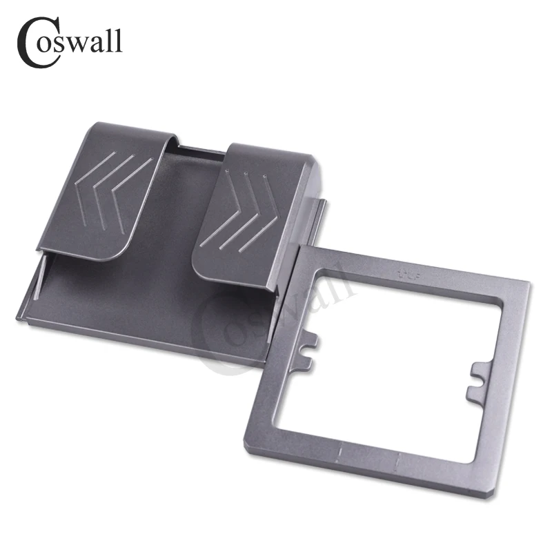 COSWALL Dual USB Charging Port 16A Wall EU Russia Socket Power Outlet Glass Panel PC Panel Matte Grey Color