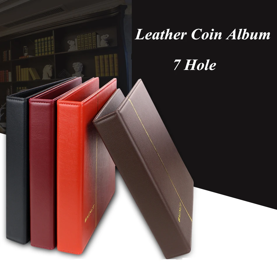 PCCB/MINGT 3 Rings Leather Empty Stamp Album for 7/9 holes Stamp Sheets Paper Money Coins Stamp Collection Book Put 35 Sheets