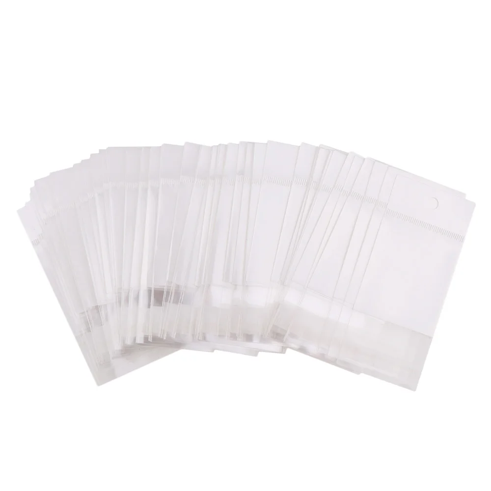 100pc/lot White/Clear Self Seal Zipper Plastic Retail Packaging Pack Poly Bag Ziplock Zip Lock Storage Bag Package Hang Hole