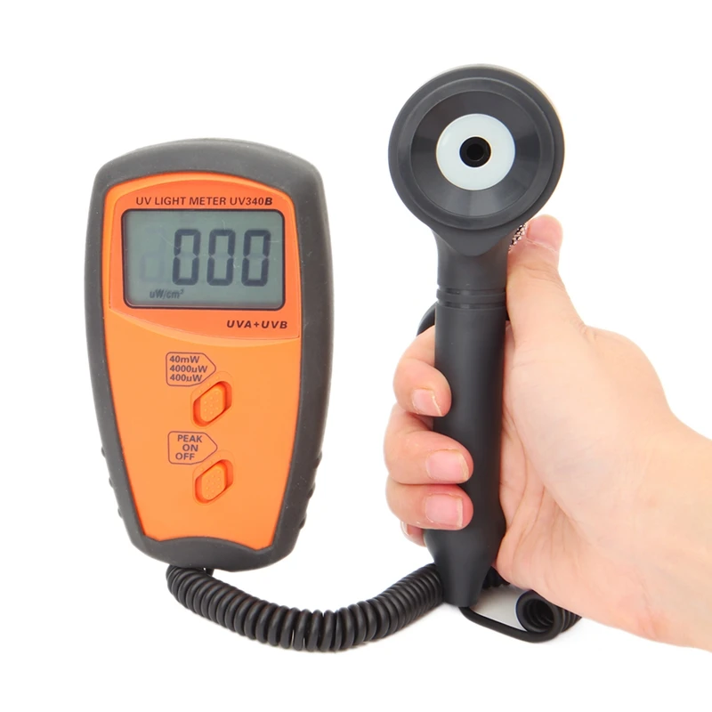 

Portable UV Light Meter UV Radiometers LCD Display UVA UVB Measure Tools UV340B UV Detector Spectrum 290nm-390nm Peak Value Hold