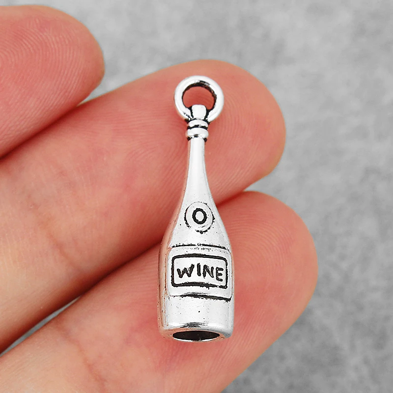 

20PCS Tibetan silver Beer Bottle Alcohol Wine Bottle Charms Pendants Fit Necklace Earrings Making Jewelry Findings 28x8mm