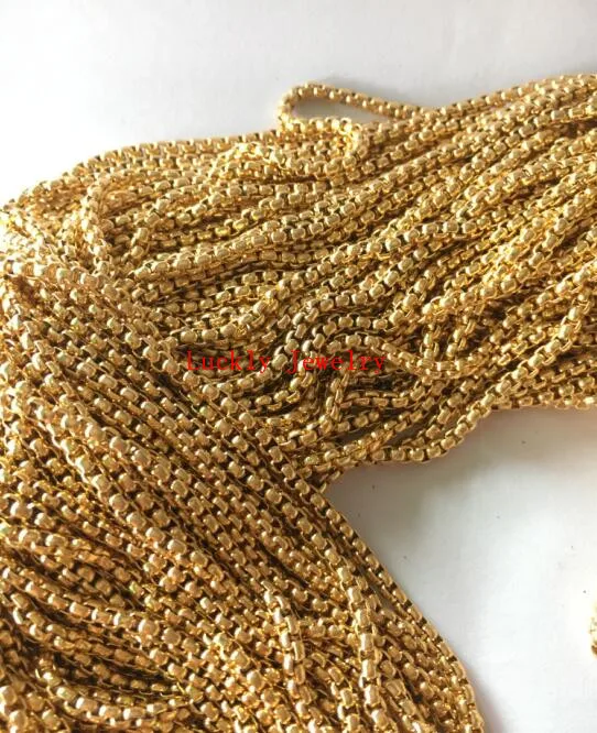 in bulk 5 meter/Lot  Stainless Steel Gold 3MM Square Rolo - chain  jewelry finding /Marking DIY Jewelry