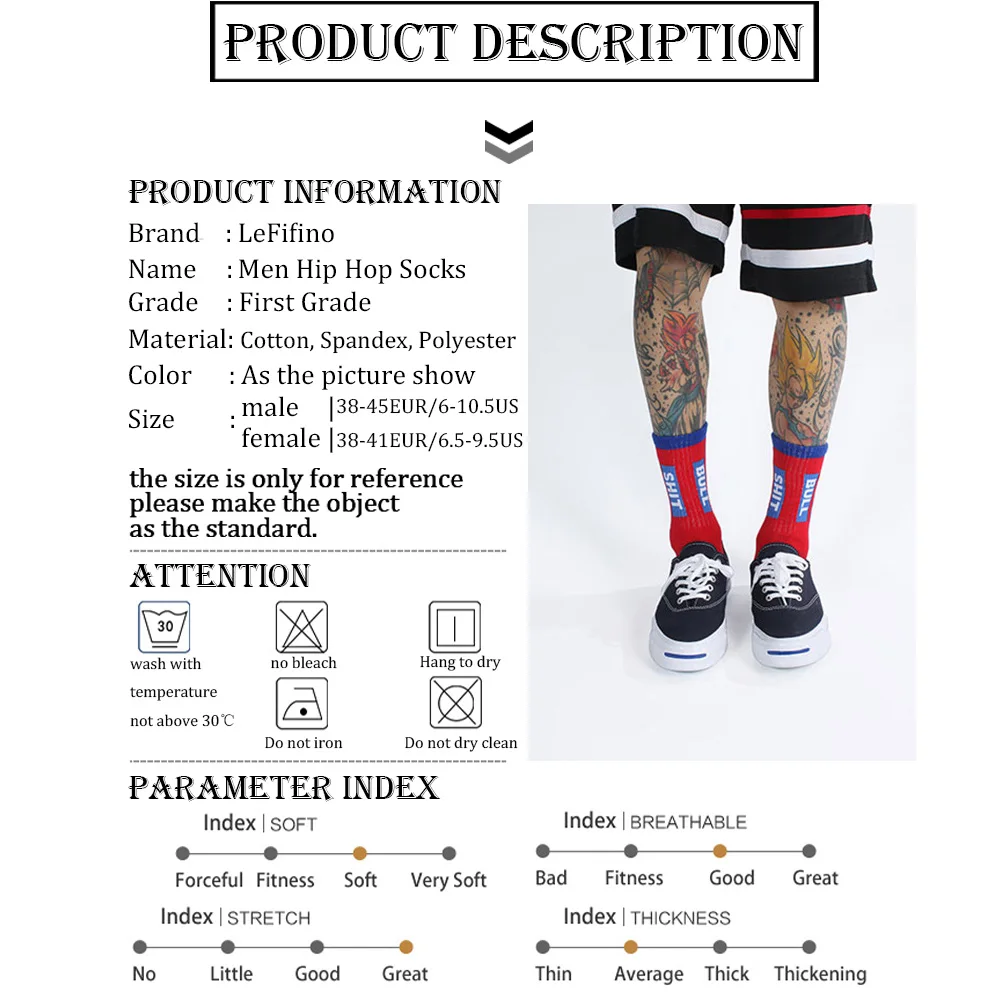 Fashion Harajuku Streetwear Men Hip Hop Funny Socks Letter Crazy Creative Teen Socks White Black Cotton Skateboard Socks Ne73830