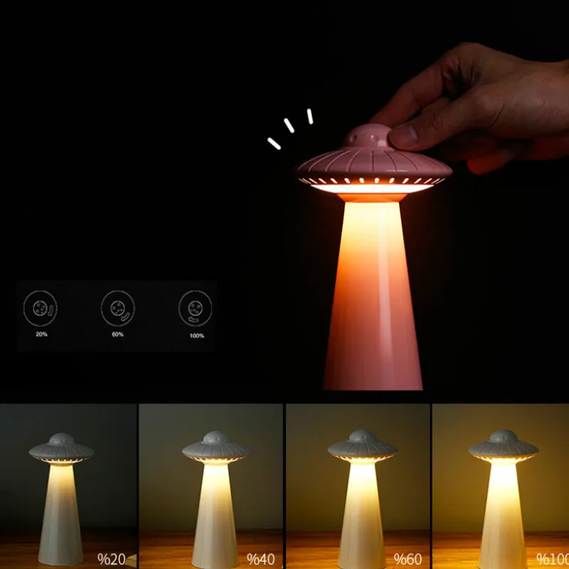 Dimmable Led Night Light UFO Table Lamp USB Rechargeable for Children Baby Bedside Bedroom LivingRoom Study Atmosphere Lighting