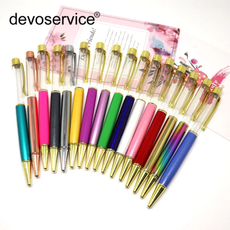 

50Pcs Golden Pen Holder DIY Hand Made Crystal Color Ballpoint Pen Empty Pen Metal High Grade Birthday Gifts Kids Teachers Gifts