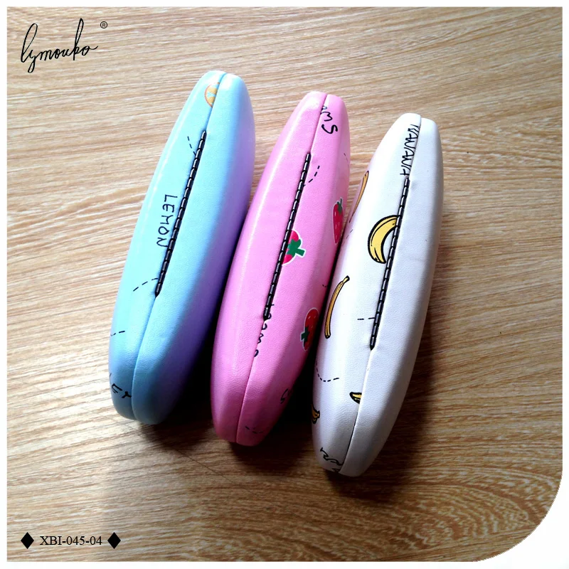 Lymouko Hot Selling Cute Fruit Banana Lemon Strawberry PU Leather Glasses Case Kit Holder Metal Eyeglasses Box for Women Gift