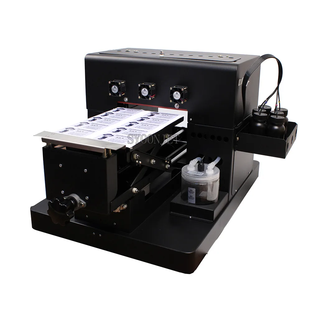 UV printer a4 UV Flatbed Printer with Free UV ink set 3500ml  for Phone Cover glass metal leather 3D emboss Printing