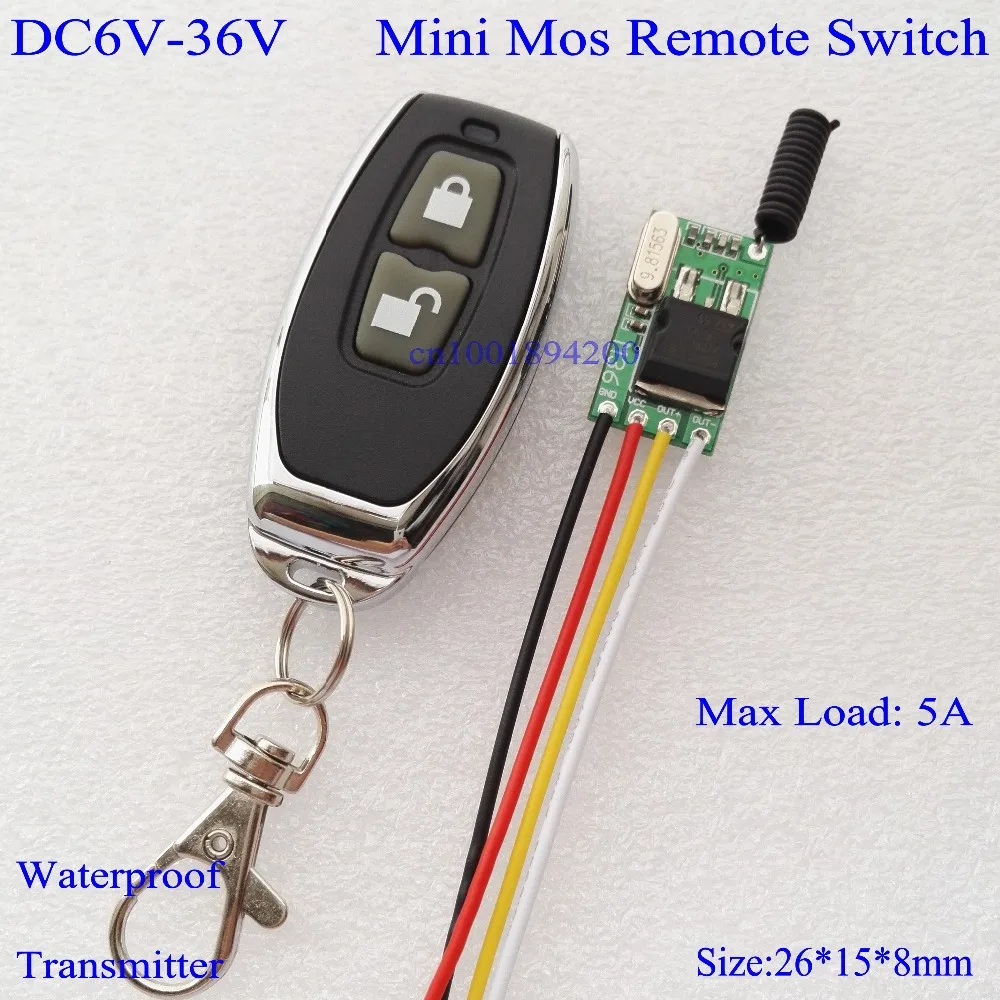 DC 6V 7.4V 9V 12V 14V 16V 18V 24V 28V 36V Micro Power Remote Switch Wide Voltage RF Receiver +Transmitter Factory Sell Wholesale