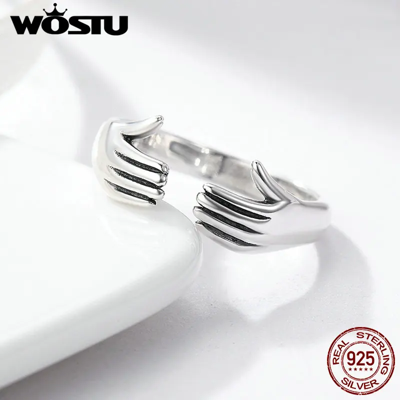 WOSTU 925 Sterling Silver Embrace The Future Adjustable Rings For Women Authentic Fine Jewelry New Year Gift For Lover CQR136