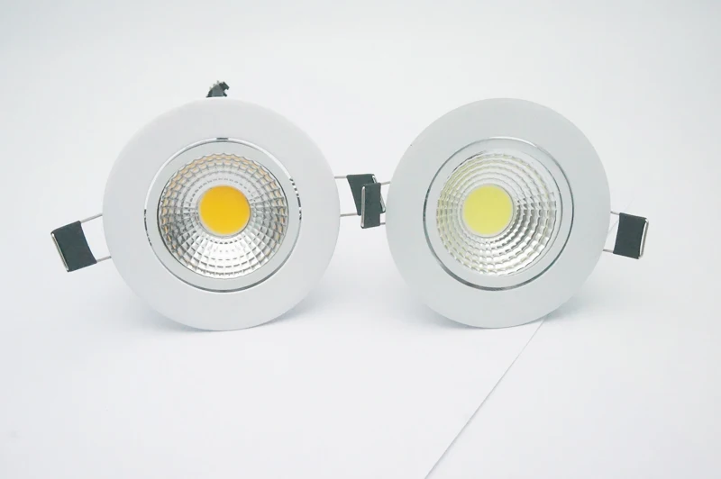 Luminária led dimerizável, 3w, 5w, 7w, 9w, 12w, cob, 85-265v, refletor embutido, luz de teto para iluminação interna, corpo branco