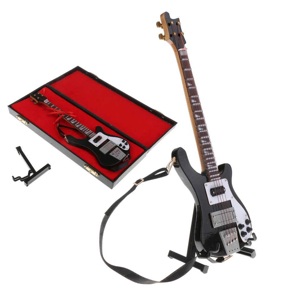 1/6 Houten Elektrische Bas Model Musical Miniatuur Voor Action Figures