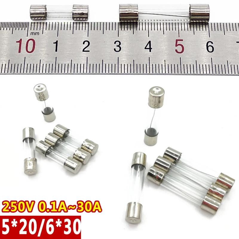200pcs ( 5x20mm 6x30mm ) Fast-blow Quick Blow Glass Tube Fuses Assorted Set Kit 0.5A 1A 2A 3A 5A 8A 10A 15A 20A 30A