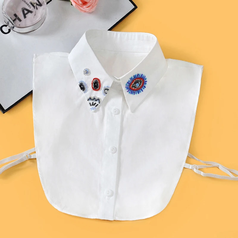 Beading White Women Shirt False Collars Black 2021 Removable Collars For Women Fake Collar Women Detachable Collars Sahte Yaka