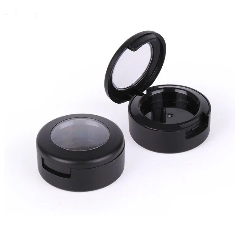 Dia 26mm Makeup Eye Shadow Compact Box Matte Black Small Eyeshadow Palette Empty Cosmetics Container Lipstick Packing Box 50Pcs