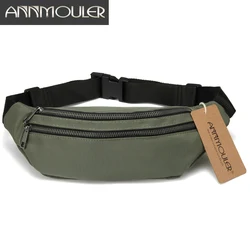 Annmouler Fashion Trendy Waist Bags Classic Women Belt Pack Casual Small Bags Unisex Double Zipper Travel Fanny Pack for Gifts