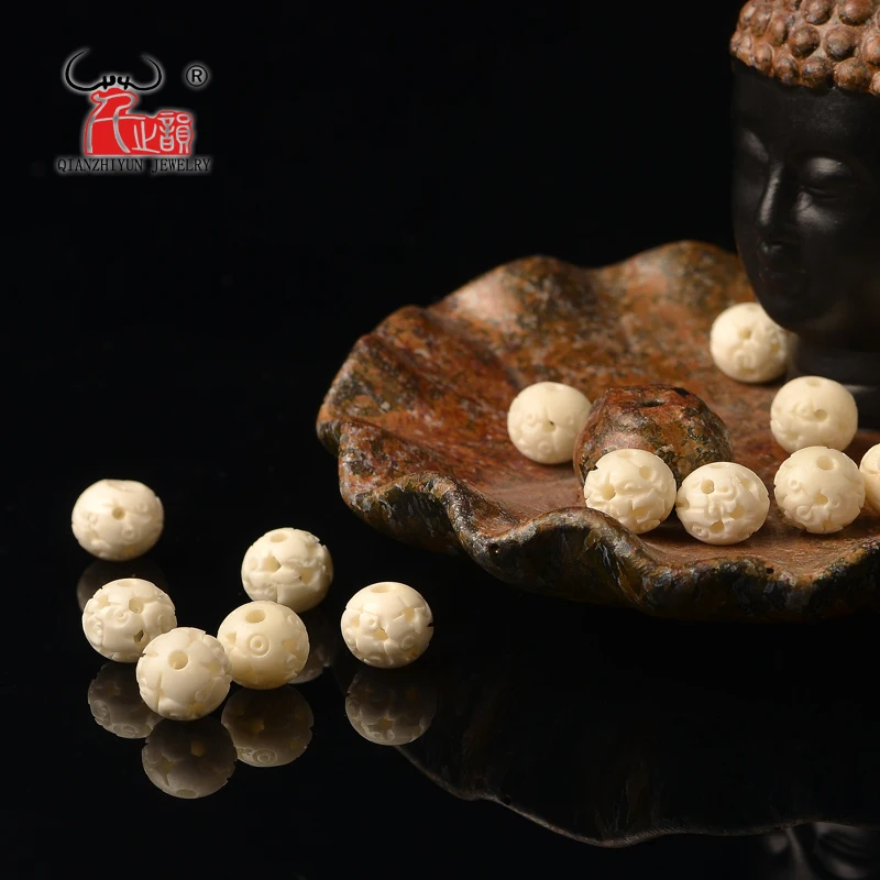 20PCS Natural yak bone bead hand-chain necklace DIY scatter beads Handmade Carved beads 12mm 10mm 8mm 6mm hole 1-2mm