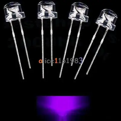 100PCS 5mm Straw Hat UV Purple Super-Bright LED Light Emitting Diode