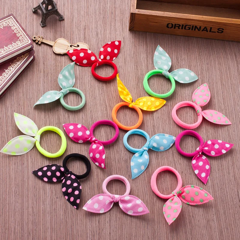 

18pcs/lot Kids Hair Band Polka Dot Bow Headwear Rabbit Ears Headband Girls Hairwear Children Ponytail Holder Hair Accessories