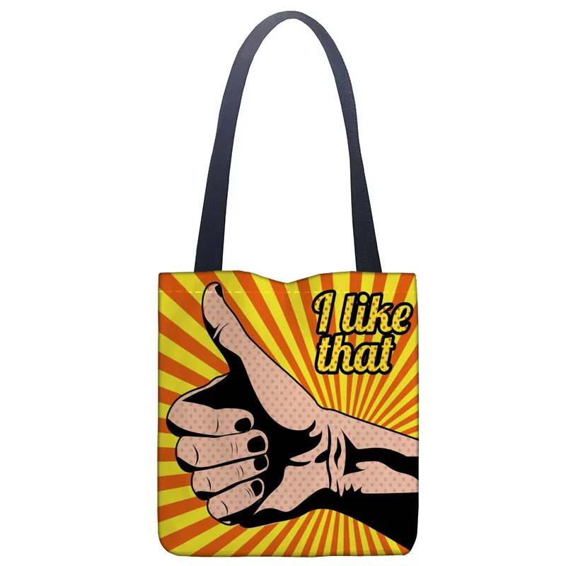 Comic Pop Art Tote Bag Foldable Shopping Bag Reusable Eco Large Unisex Canvas Fabric Shoulder Bags Tote Grocery Cloth Bags