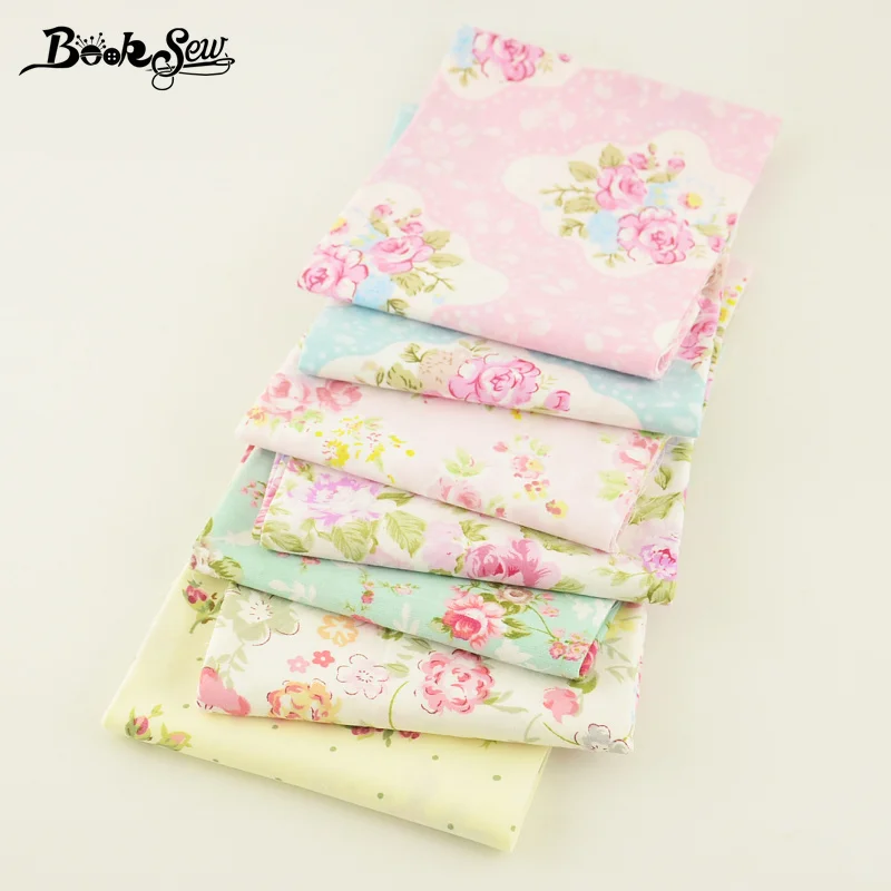 

Booksew 7pcs 40cmX50cm Pretty Floral Printed Fat Quarter Bundle 100% Cotton Twill Fabric Crafts Patchwork DIY Dolls Sewing