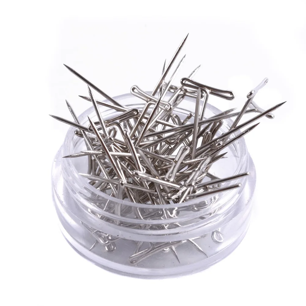 50Pcs T-PINS (25mm) für Perücke Auf Schaum Kopf Stil T Pin Nadel Brasilianische Indische Mannequin Kopf Typ Nähen Haar Salon