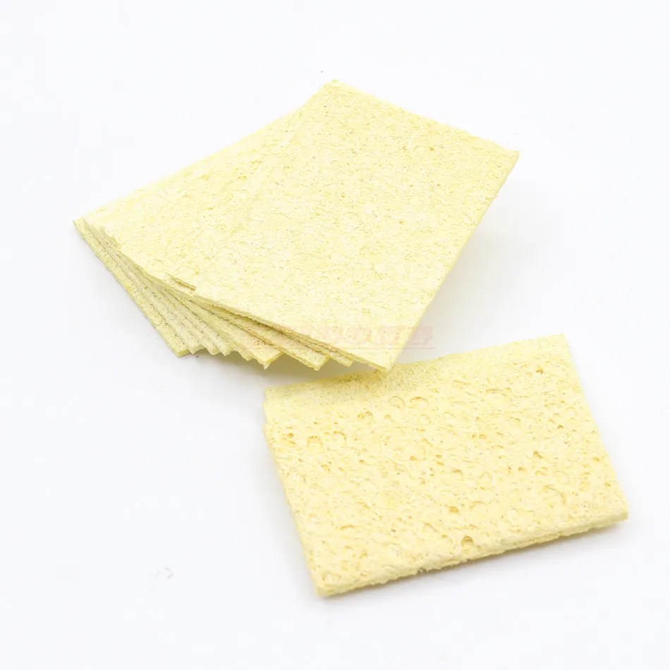 

10pcs High Temperature Enduring Condense Electric Welding Soldering Iron Cleaning Sponge YellowHot New Arrival