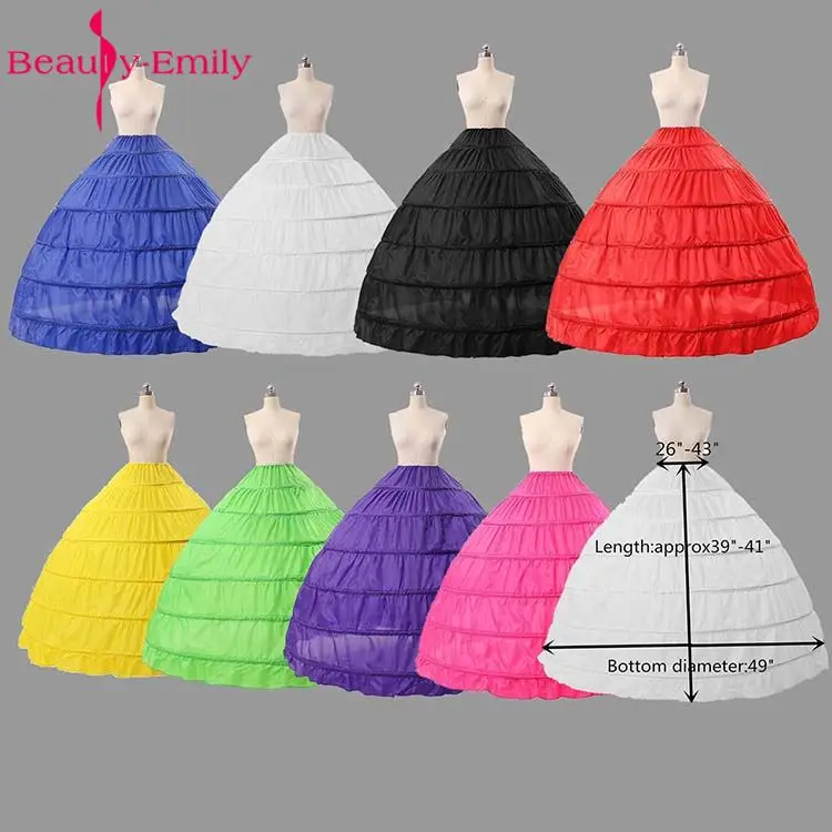 Colorful Black/White/Green  Wedding Petticoats for Dress Ball Gowns Crinoline underskirt saiote de noiva 6 Hoops Jupon