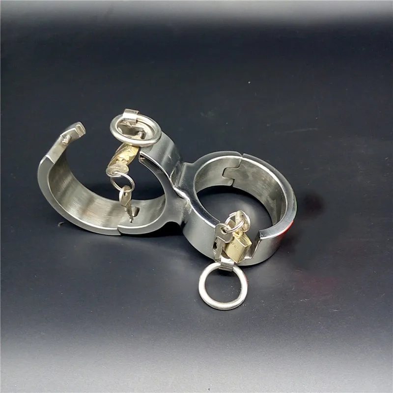 New Stainless Steel Fixed Handcuffs Wrist Restraint Shackles Bondage Lock Manacle Adult BDSM Product Sex Toy For Male Female 065