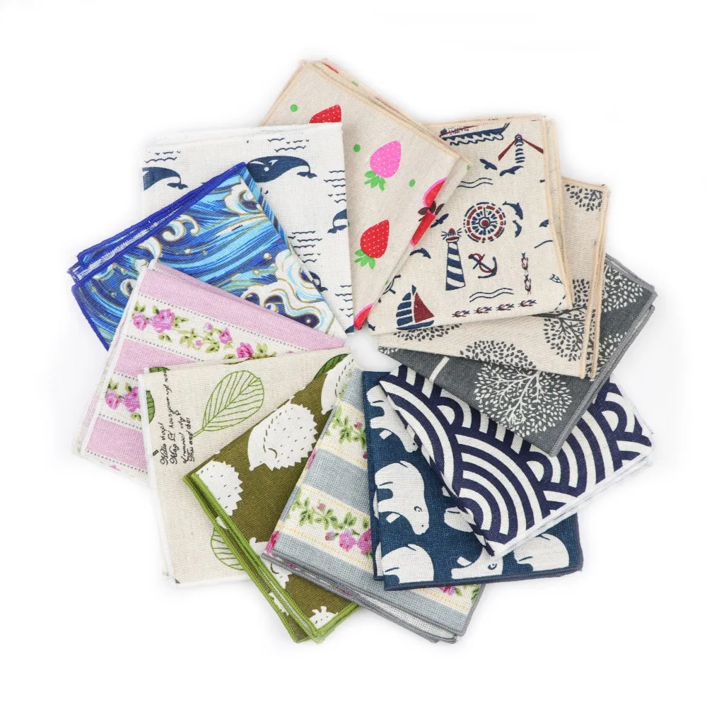 Handkerchief Scarves Vintage Linen Hankies Men's Design Pocket Square Handkerchiefs 22*22cm