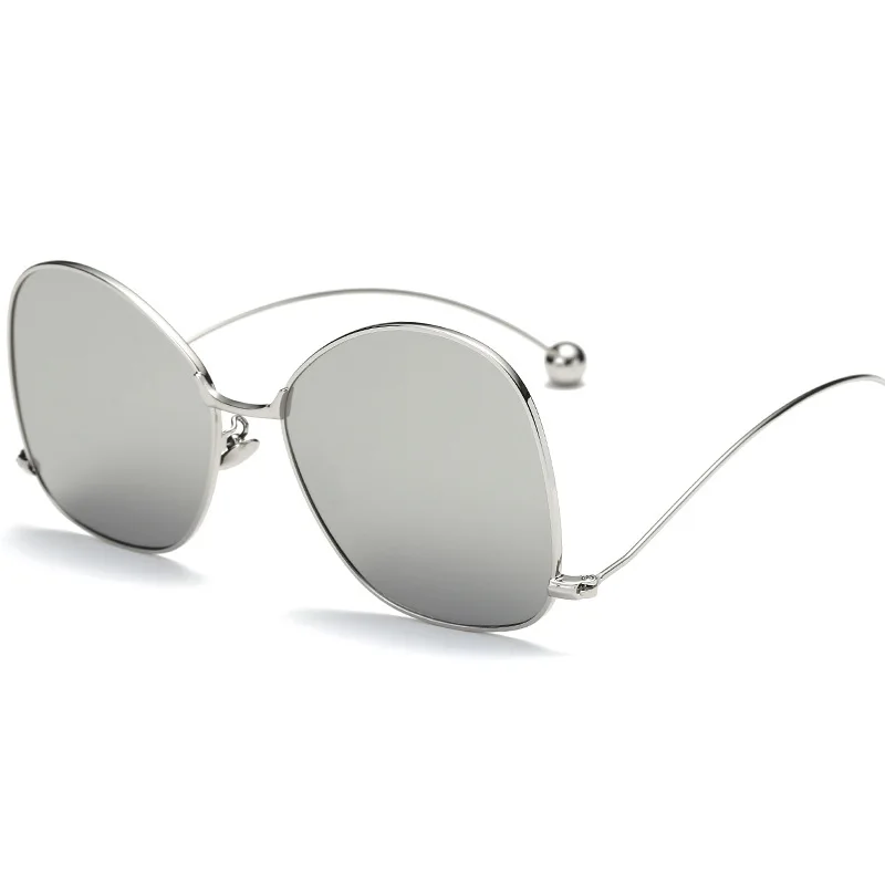 2018 New Stylish Butterfly Sunglasses Women Fashion Rose Pink Mirror Sun Glasses Clear Frame Metal Steel Ball UV400 M155