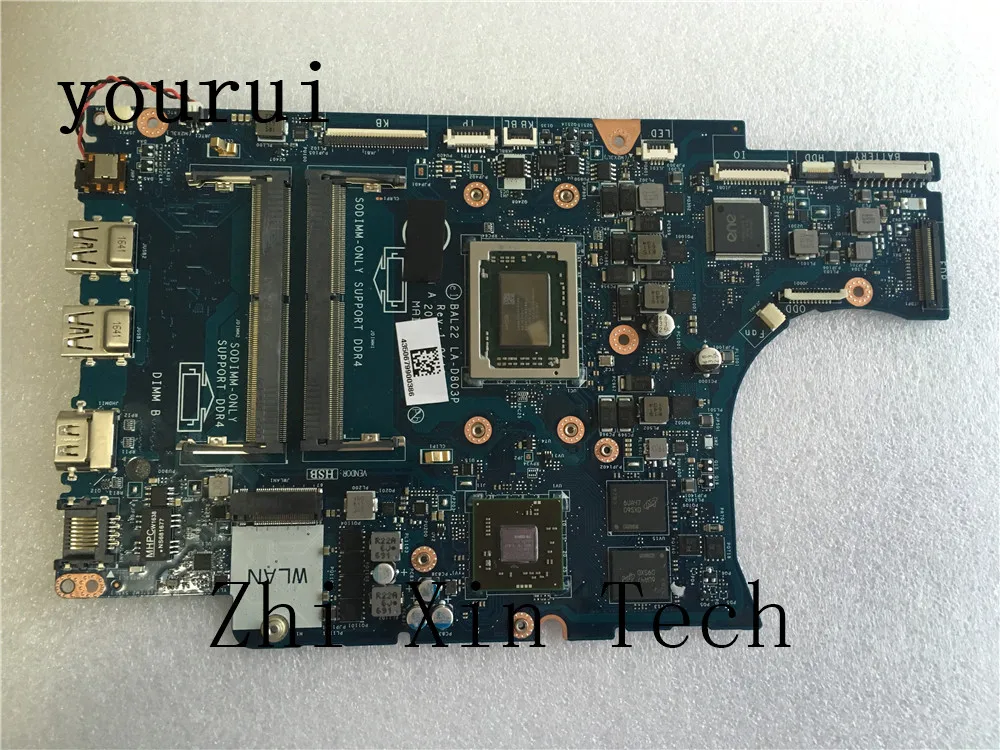 

yourui For Dell Inspiron 15 5565 Laptop Motherboard With A10-9600P CPU DDR4 CN-0R1WJH 0R1WJH R1WJH BAL22 LA-D803P Test ok