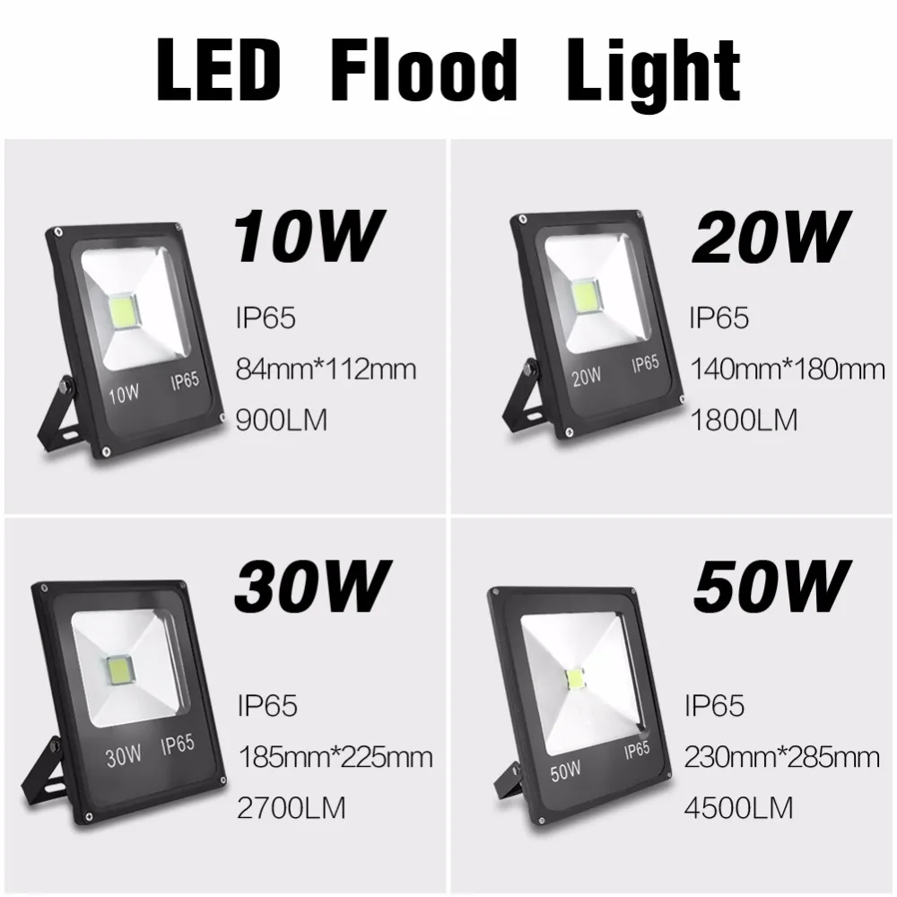 LED Flood Light Outdoor Lamp Led Spotlight Reflector Sensor Floodlight 10W 20W 30W 50W Waterproof Garden 12V 220V 110V Lighting