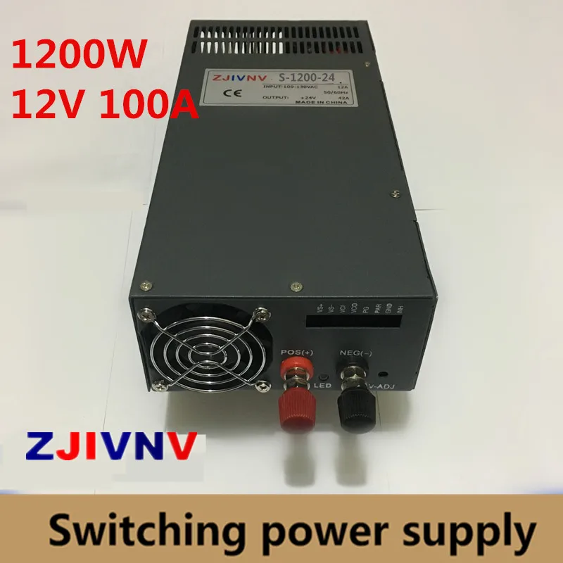 

Single Output big watt 1200W Switching Power Supply 12v 100A DC SMPS for LED Strip light industry CNC AC-DC input 220VAC 110VAC