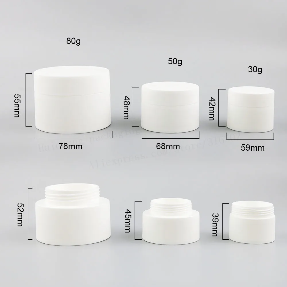 50 × وعاء كريم PP أبيض فروست 1 أونصة حاوية مستحضرات تجميل قابلة لإعادة الملء 30 مللي زجاجة بلاستيكية حافظة مكياج للوجه #3
