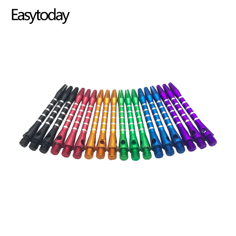 Easytoday 18Pcs/set Darts Shafts Accessories Six Colors Aluminum Screw Dart Shaft Standard 2BA Long 48mm Shafts Wholesale