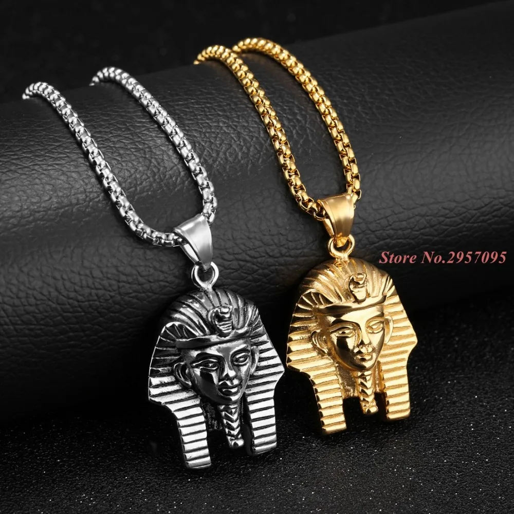 Egyptian Pharaoh Vintage Pendant Stainless Steel Gold Color Men Accessories Wholesale Egypt Jewelry Necklace Women