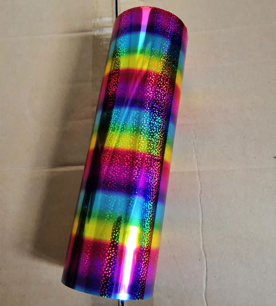 holographic foil multi color colorful little dot pattern hot press on paper or plastic heat stamping film