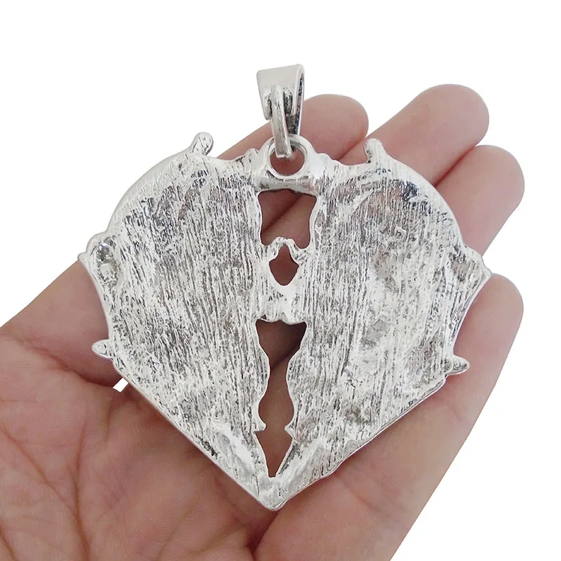 ZXZ 2pcs Large Flower Heart Charms Pendants for Necklace Jewelry Making Findings 69x63mm