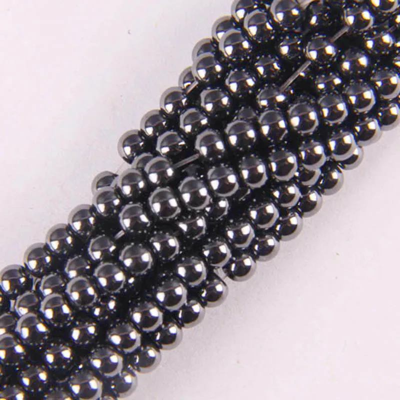 4MM,6MM,8MM,10MM Black Magnetic Hematite Healing Loose Beads 16 Inch Jewelry Making