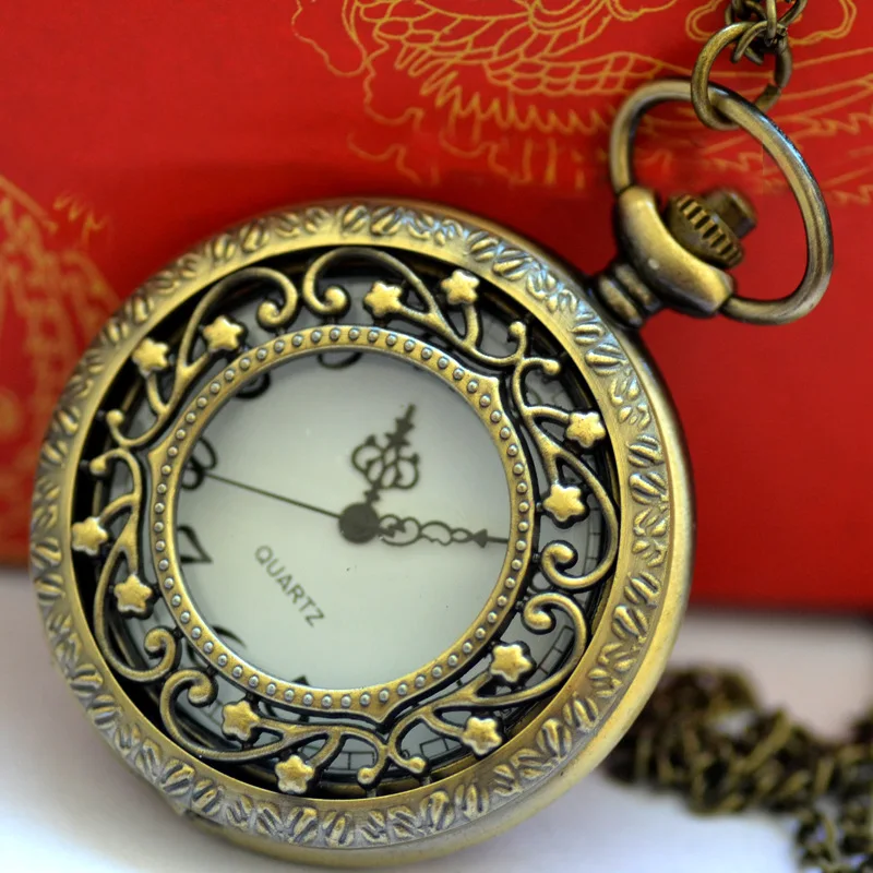 

Manufacturers wholesale new wave flower quartz pocket watch Fashion fashion hollow flower pocket watch 8181