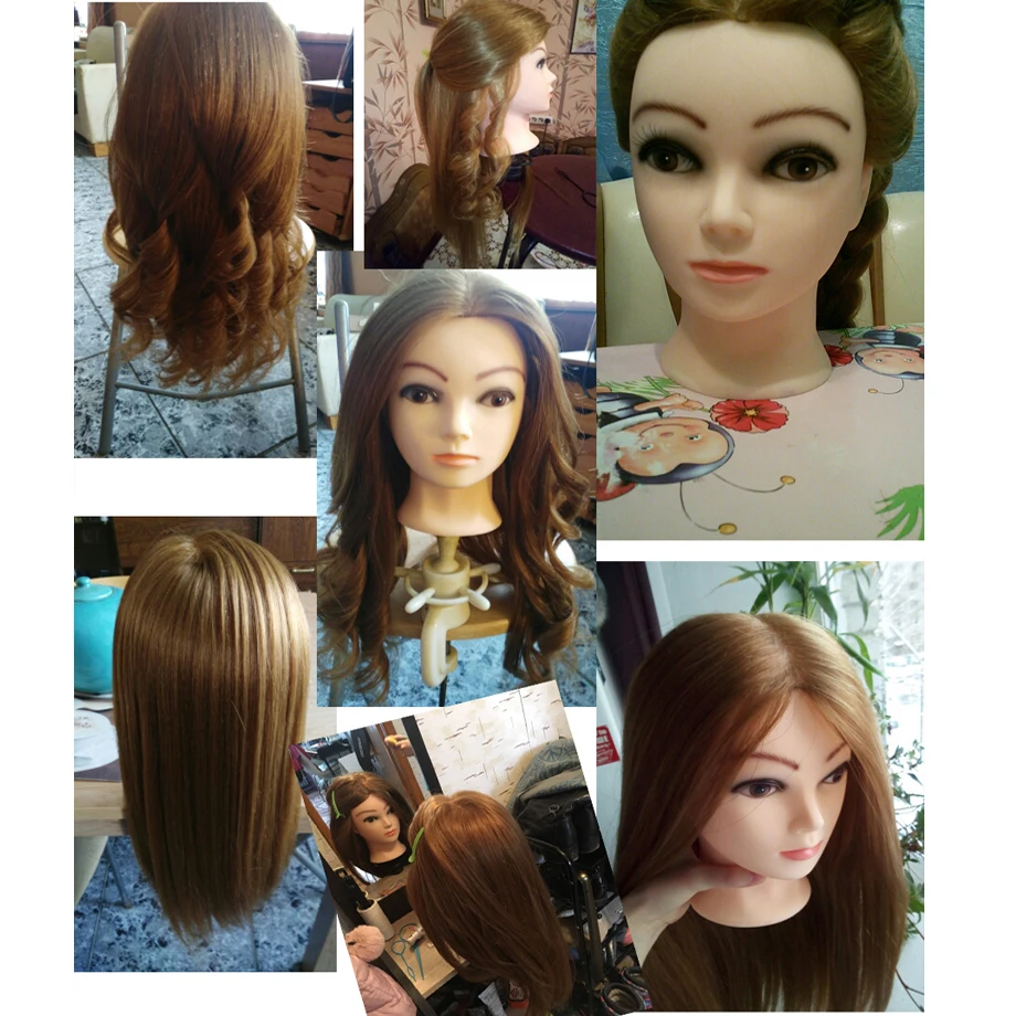 Mannequin Dolls 40% Real Human Hair Training head dolls for hairdressers blonde color professional styling head can be curled